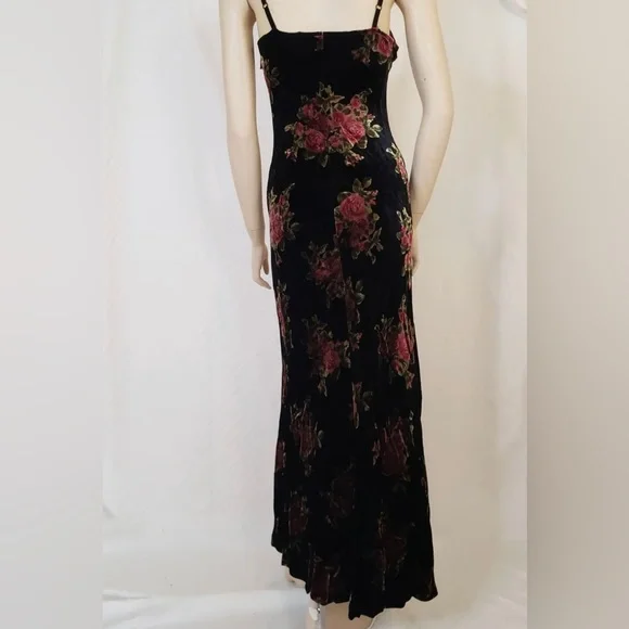 VINTAGE BETSEY JOHNSON VELVET MAXI DRESS AND MATCHING COAT DUSTER SET FL… - Picture 5 of 9